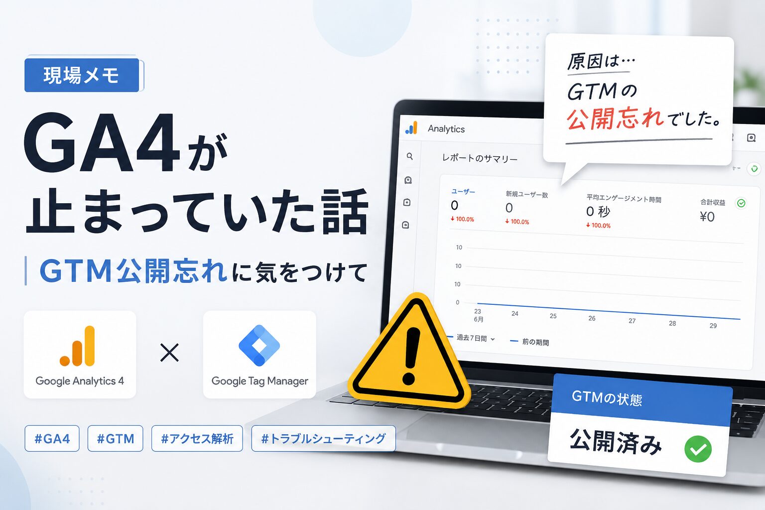 GA4が止まっていた話|GTM公開忘れに気をつけて